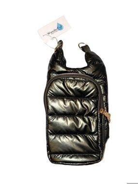 NWT•Wanderfull Hydro Bag•Shiny Black Quilted Sling Belt Bag•Missing Strap
